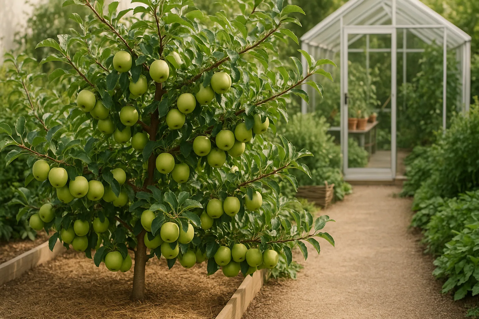 Loaded apple tree with bending branches