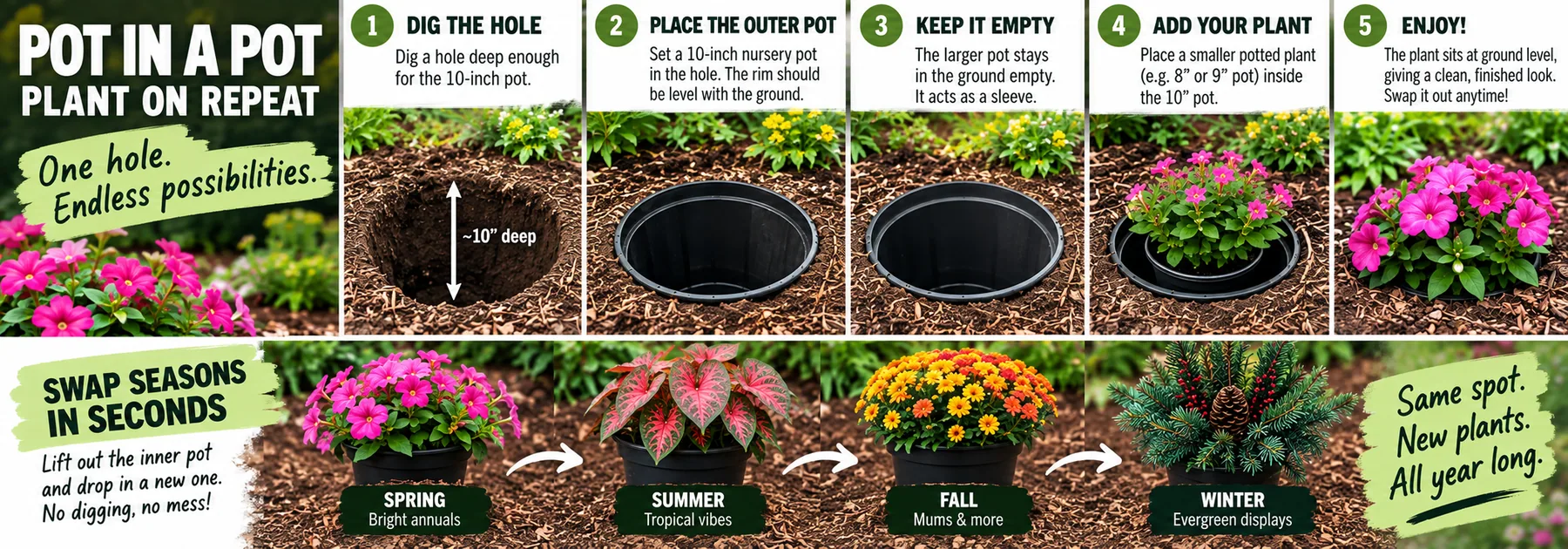 Pot-in-pot gardening technique