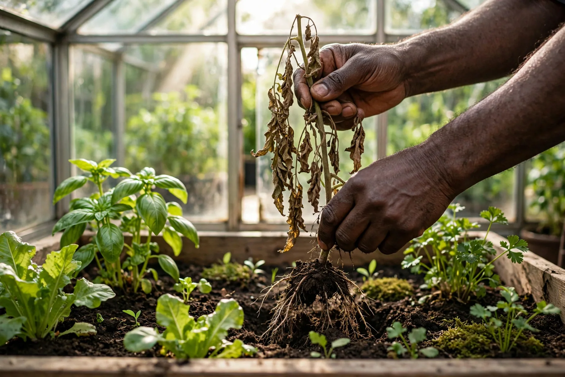 Clear out and inspect — pulling spent plants