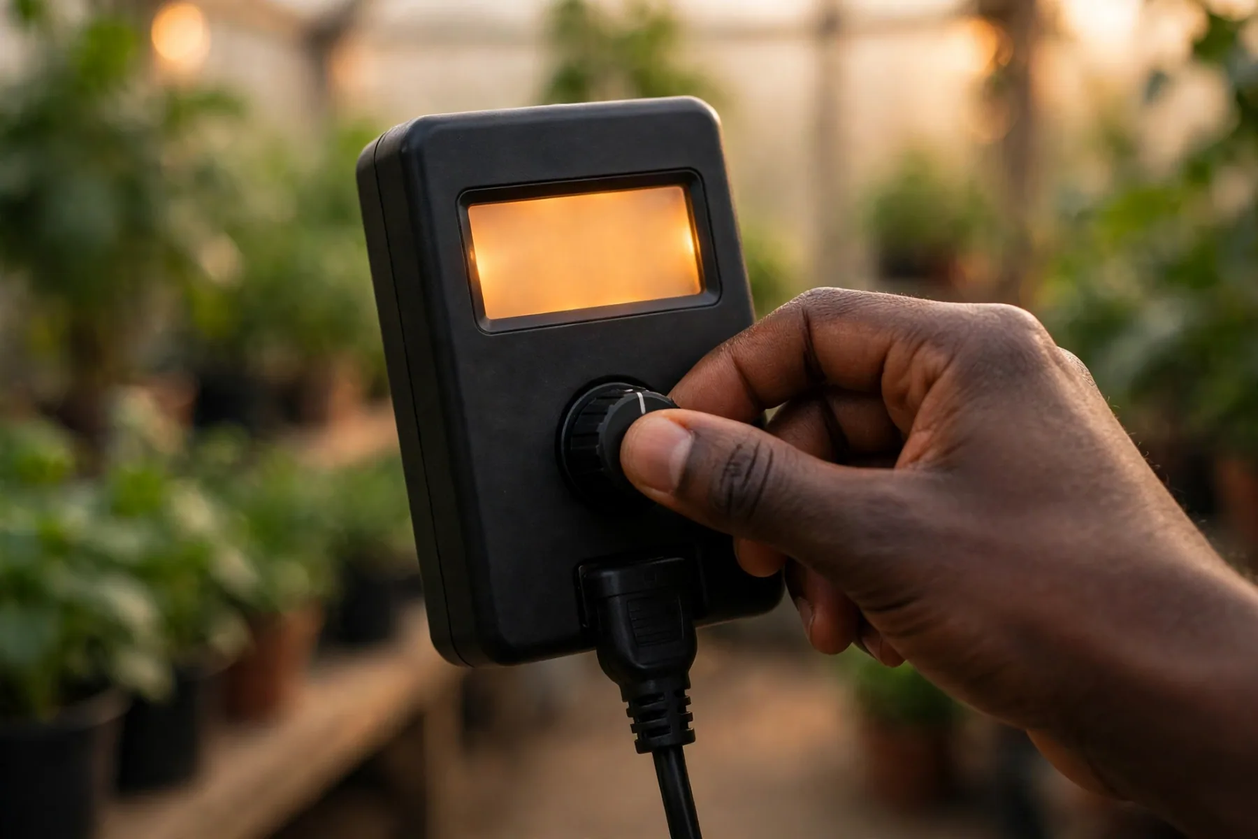 Thermostat controller close-up — set to 50°F